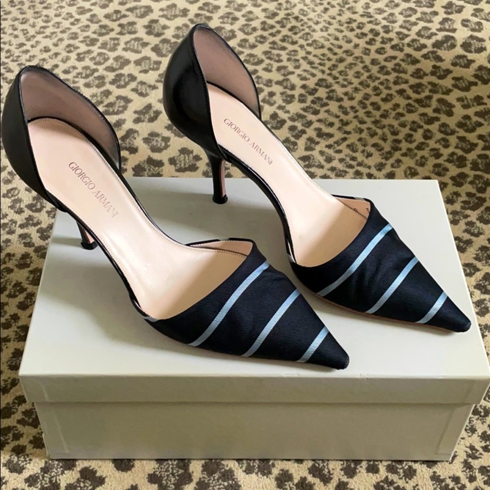 Giorgio Armani Black and Silver Pumps Size 36.5
